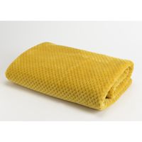 Plaid Damier moutarde 130 x 170cm - Visuel 0